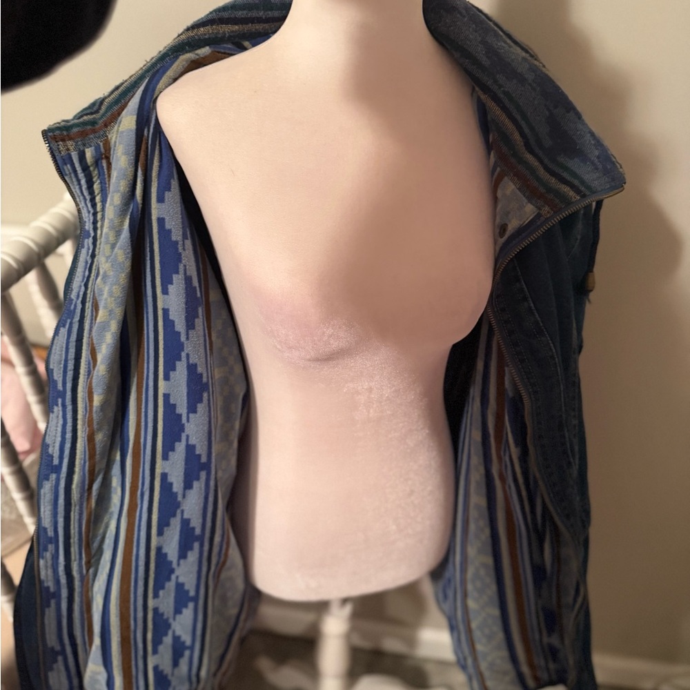 Vintage Current Seen Men’s Western Aztec Irreversible Denim Coat - Picture 11 of 12